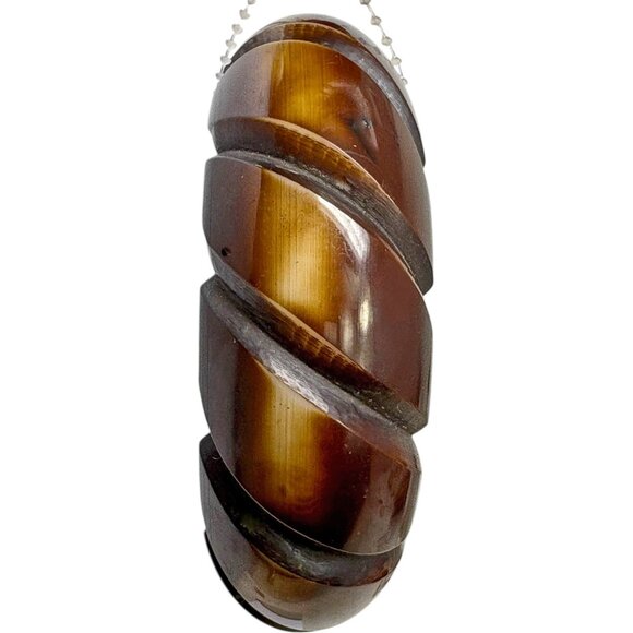 Vintage RJ Graziano Mahogany Carved Lucite Bangle Bracelet - Picture 3 of 7